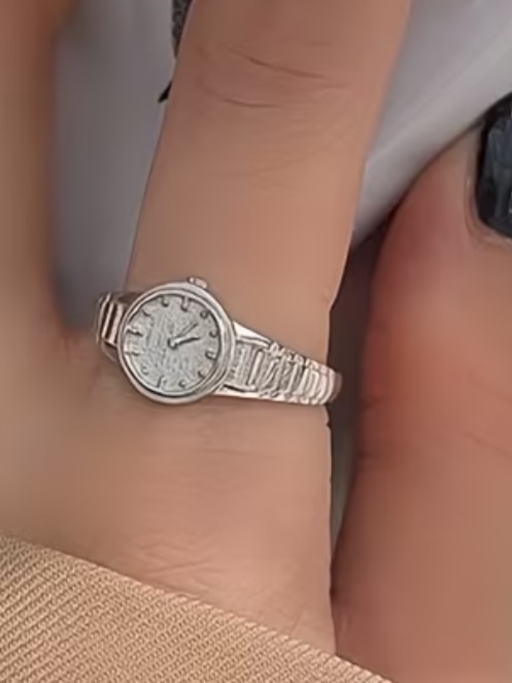 Sterling Silver Mini Watch Face open adjustable Ring -